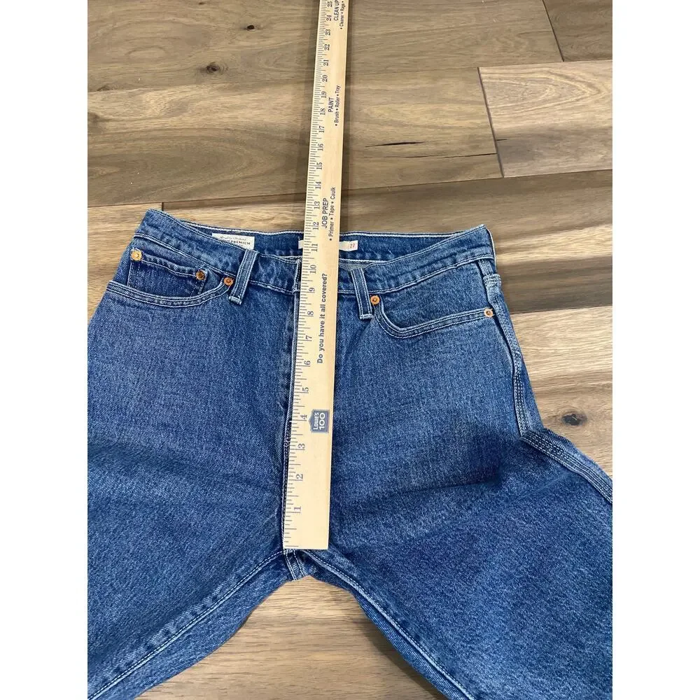 Levi’s Premium Wedgie Straight Cropped High Rise Button Fly Raw Hem Cotton Denim